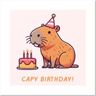 Cappy Capy Birthday Capybara Posters and Art